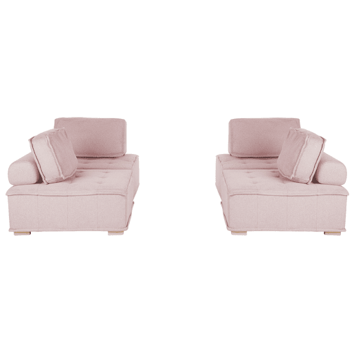 Conjunto de sala de estar modular TIBRO Tecido Rosa 4 lugares