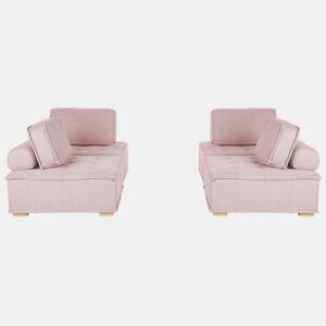 Conjunto de sala de estar modular TIBRO Tecido Rosa 4 lugares
