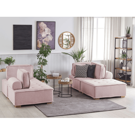 Conjunto de sala de estar modular TIBRO Tecido Rosa 4 lugares