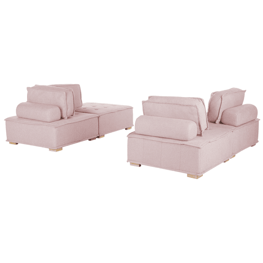 Conjunto de sala de estar modular TIBRO Tecido Rosa 4 lugares