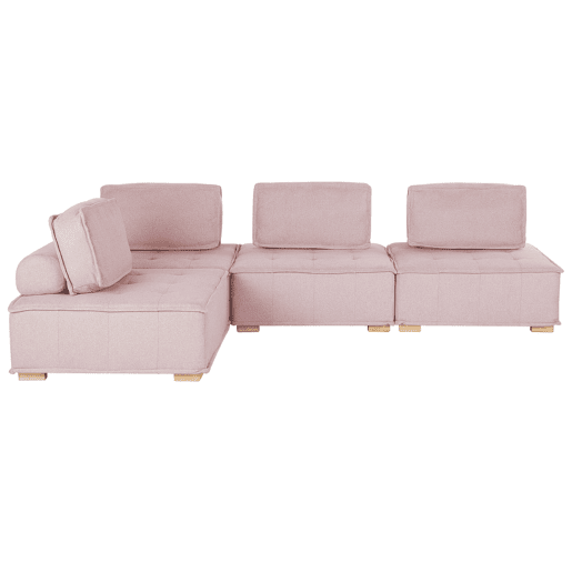 Sofá de canto modular TIBRO Tecido Rosa 4 lugares à direita
