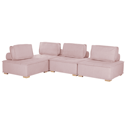 Sofá de canto modular TIBRO Tecido Rosa 4 lugares à direita