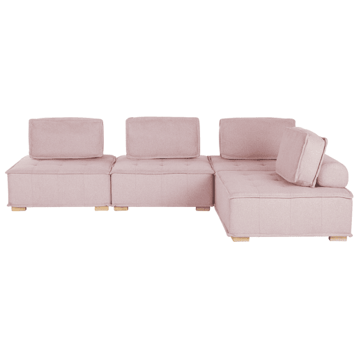 Sofá de canto modular TIBRO Tecido Rosa 4 lugares à direita