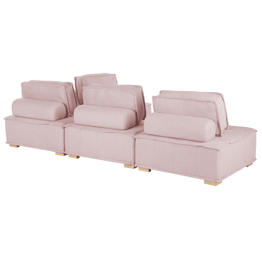 Sofá de canto modular TIBRO Tecido Rosa 4 lugares à direita