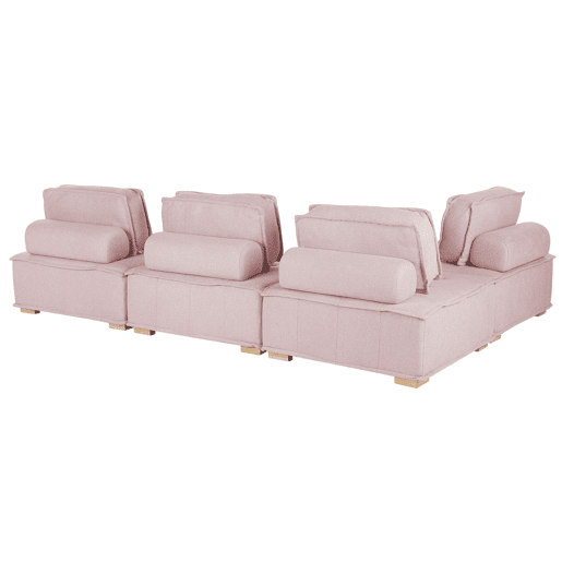 Sofá de canto modular TIBRO Tecido Rosa 4 lugares à direita