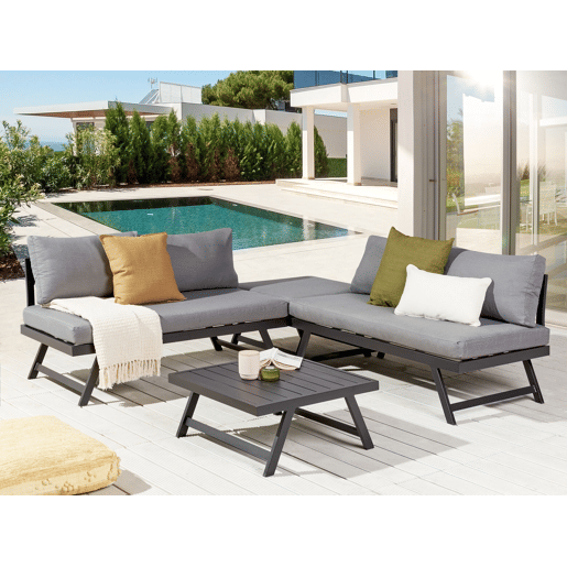 Conjunto de sofás de jardim de canto 5 lugares COCCORINO Metal Cinzento
