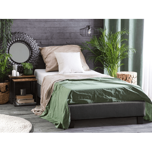 Cama sem cabeceira Tecido ROANNE 90 x 200 cm Cinzento