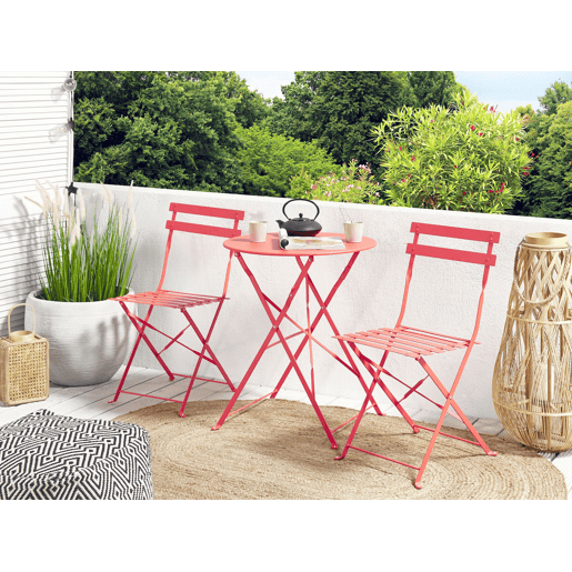 Conjunto de varanda Dobrável FIORI Metal Vermelho