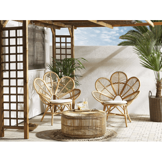 Conjunto de varanda com almofadas FLORENTINE  LIMNI Rattan Creme