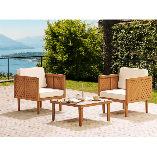 Conjunto de varanda com almofadas BARATTI Madeira de acácia Castanho