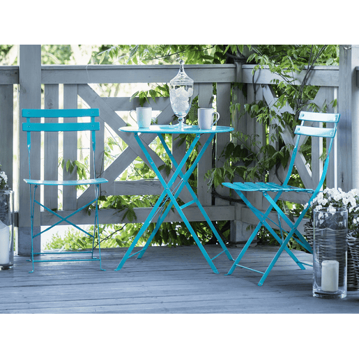 Conjunto de varanda Dobrável FIORI Metal Turquesa