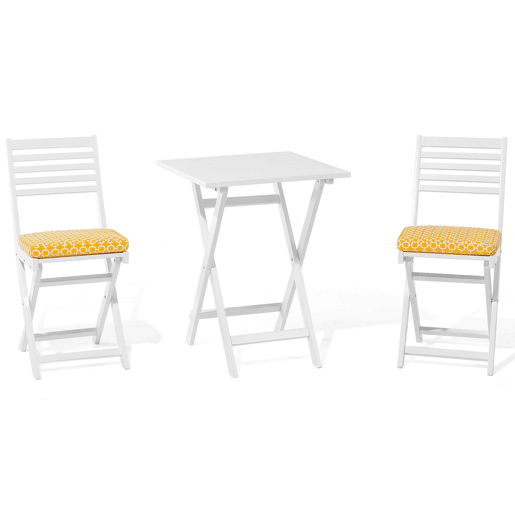 Conjunto de varanda com almofadas Dobrável FIJI Madeira de acácia Branco