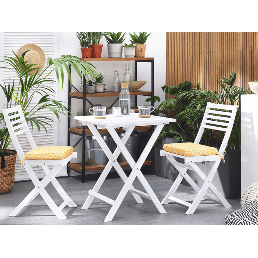 Conjunto de varanda com almofadas Dobrável FIJI Madeira de acácia Branco