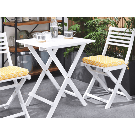 Conjunto de varanda com almofadas Dobrável FIJI Madeira de acácia Branco