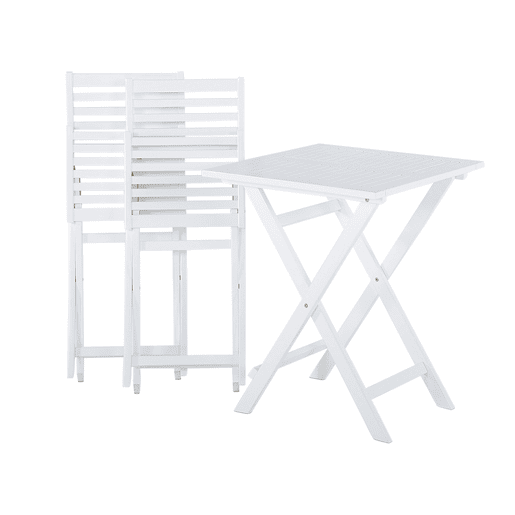 Conjunto de varanda com almofadas Dobrável FIJI Madeira de acácia Branco