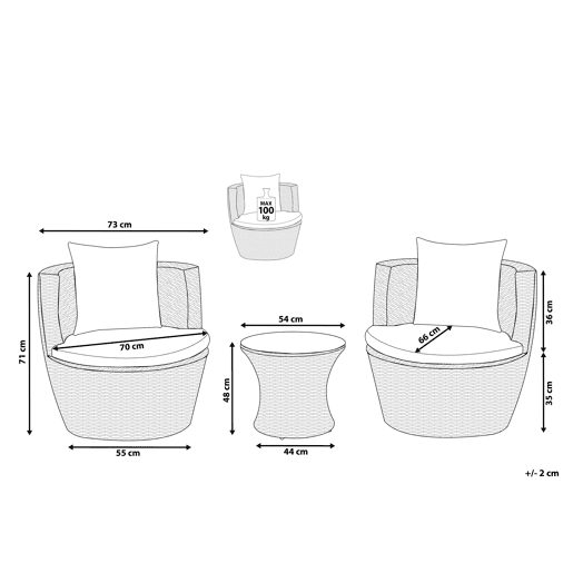 Conjunto de varanda com almofadas CAPRI Cinzento Conjunto de varanda com almofadas CAPRI Cinzento
