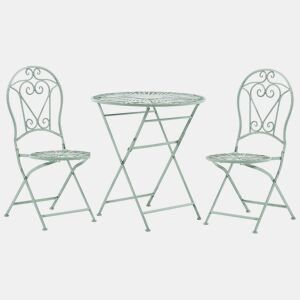 Conjunto de varanda Dobrável TRENTO Metal Verde claro