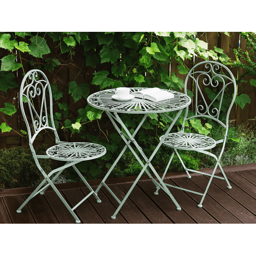 Conjunto de varanda Dobrável TRENTO Metal Verde claro