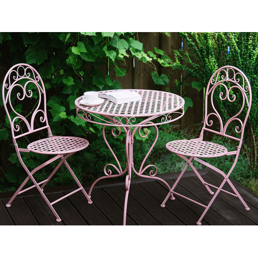 Conjunto de varanda Dobrável ALBINIA Metal Rosa