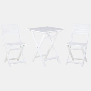 Conjunto de varanda Dobrável FIJI Madeira de acácia Branco