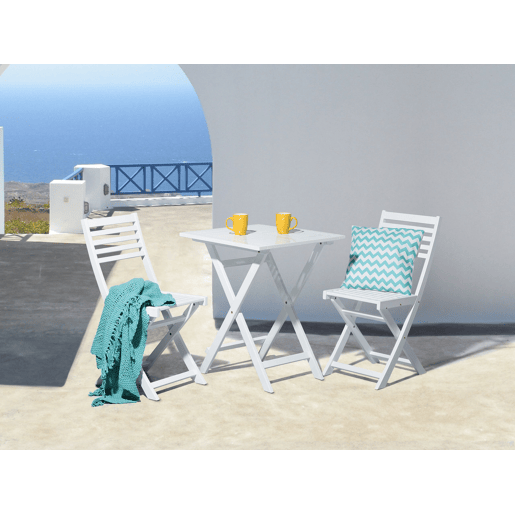 Conjunto de varanda Dobrável FIJI Madeira de acácia Branco