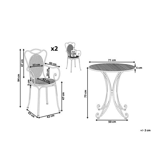 Conjunto de varanda Dobrável CILENTO Metal Cinzento