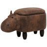 Tamborete animal com arrumação HIPPO Pele sintética Castanho