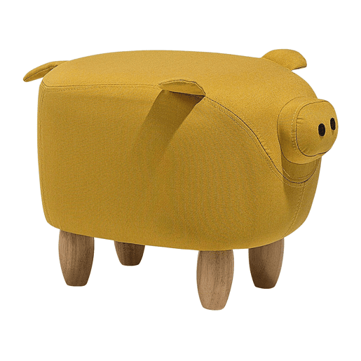 Tamborete animal PIGGY Tecido Amarelo