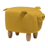 Tamborete animal PIGGY Tecido Amarelo