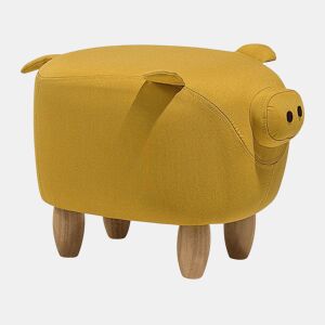 Tamborete animal PIGGY Tecido Amarelo