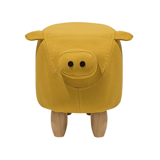 Tamborete animal PIGGY Tecido Amarelo