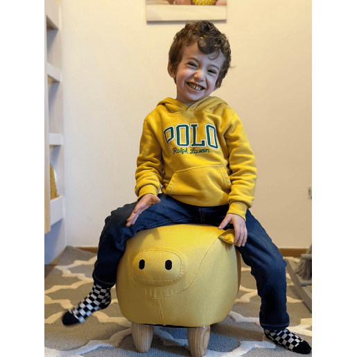 Tamborete animal PIGGY Tecido Amarelo