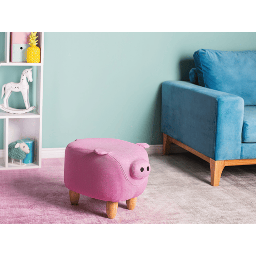Tamborete animal PIGGY Tecido Rosa