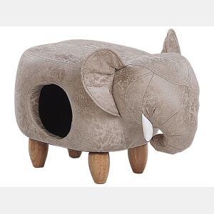 Tamborete animal com arrumação JUMBO Pele sintética Cinzento