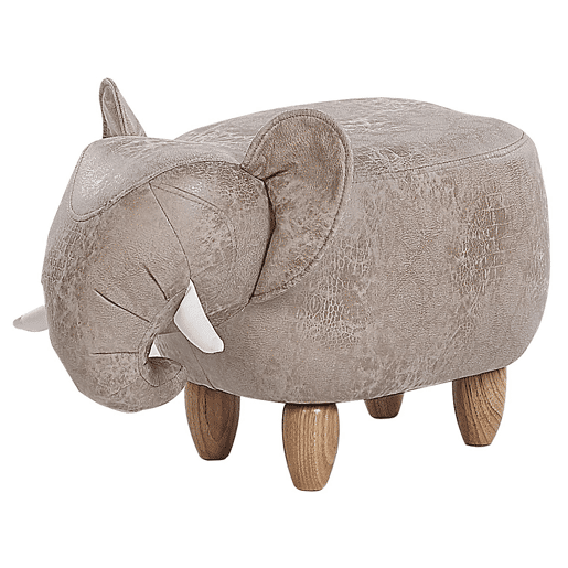 Tamborete animal com arrumação JUMBO Pele sintética Cinzento