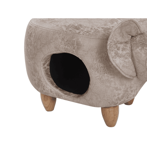 Tamborete animal com arrumação JUMBO Pele sintética Cinzento