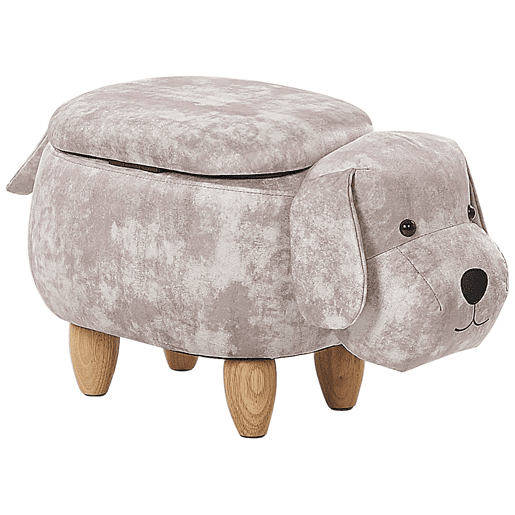 Tamborete animal com arrumação DOGGY Veludo Creme