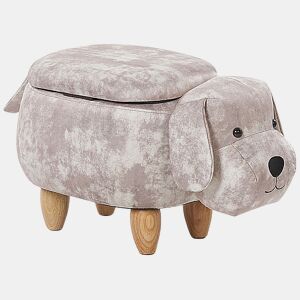 Tamborete animal com arrumação DOGGY Veludo Creme