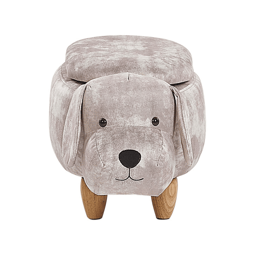 Tamborete animal com arrumação DOGGY Veludo Creme