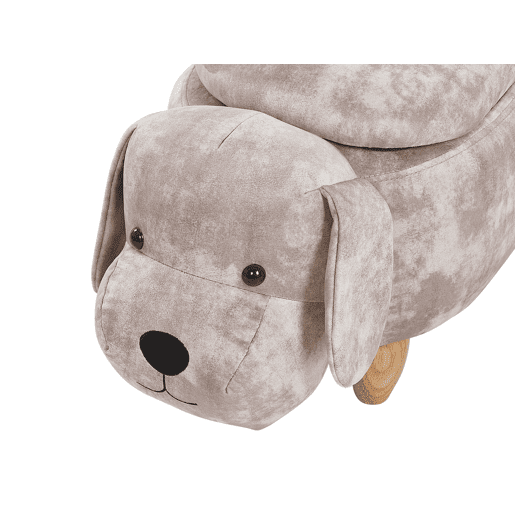 Tamborete animal com arrumação DOGGY Veludo Creme