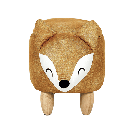 Tamborete animal com arrumação FOX Veludo Laranja