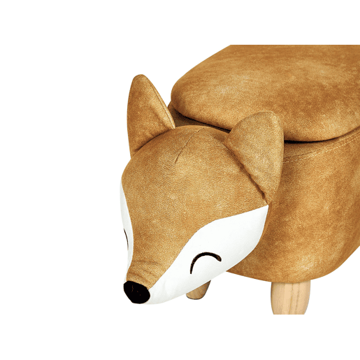 Tamborete animal com arrumação FOX Veludo Laranja