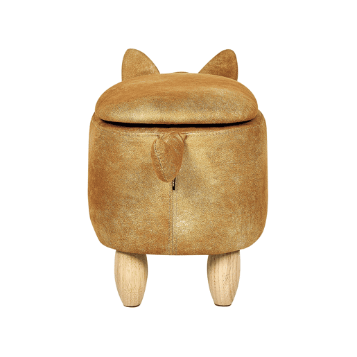 Tamborete animal com arrumação FOX Veludo Laranja