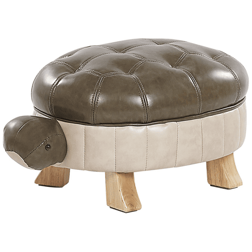Tamborete animal TURTLE Pele sintética Verde escuro