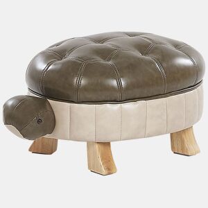 Tamborete animal TURTLE Pele sintética Verde escuro