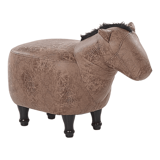 Tamborete animal HORSE Pele sintética Castanho claro