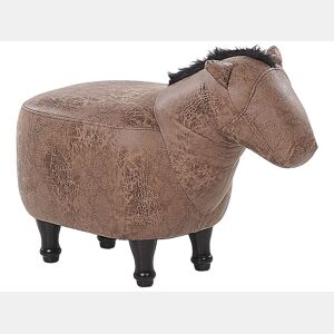 Tamborete animal HORSE Pele sintética Castanho claro