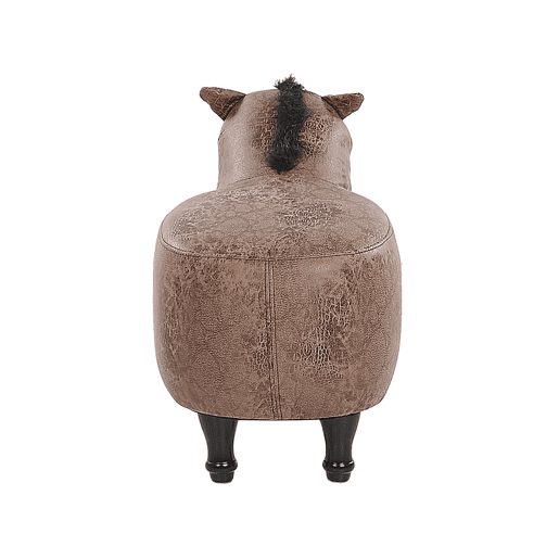 Tamborete animal HORSE Pele sintética Castanho claro