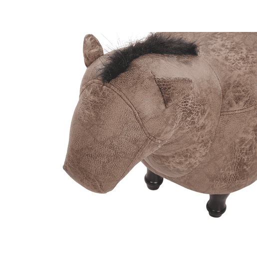 Tamborete animal HORSE Pele sintética Castanho claro