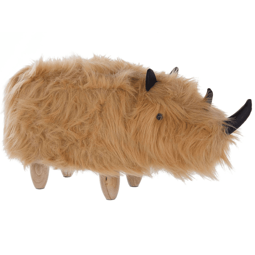 Tamborete animal WOOLLY Imitação de pele Cor de areia